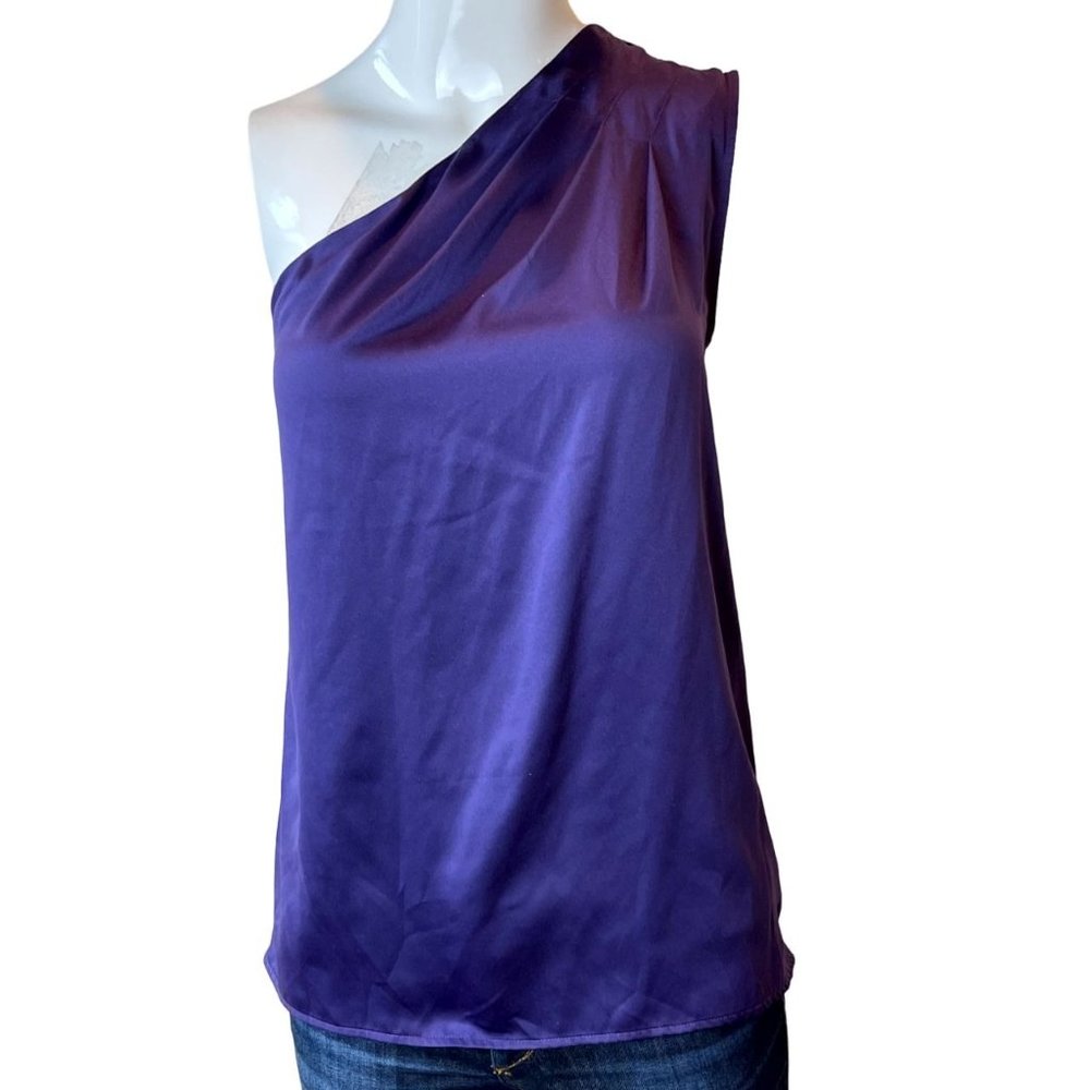 NWT The Limited Women One Shoulder Blouse Top Sleeveless Dark Purple Size XS